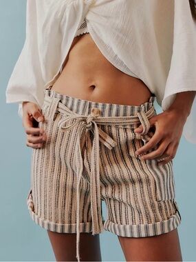 NWOT FP One Harriet Striped Shorts in Mint Chip Combo Size Large